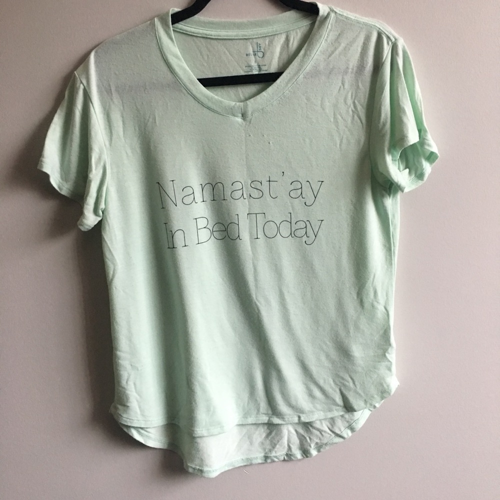 Namastay in bed today soft graphic tee size small